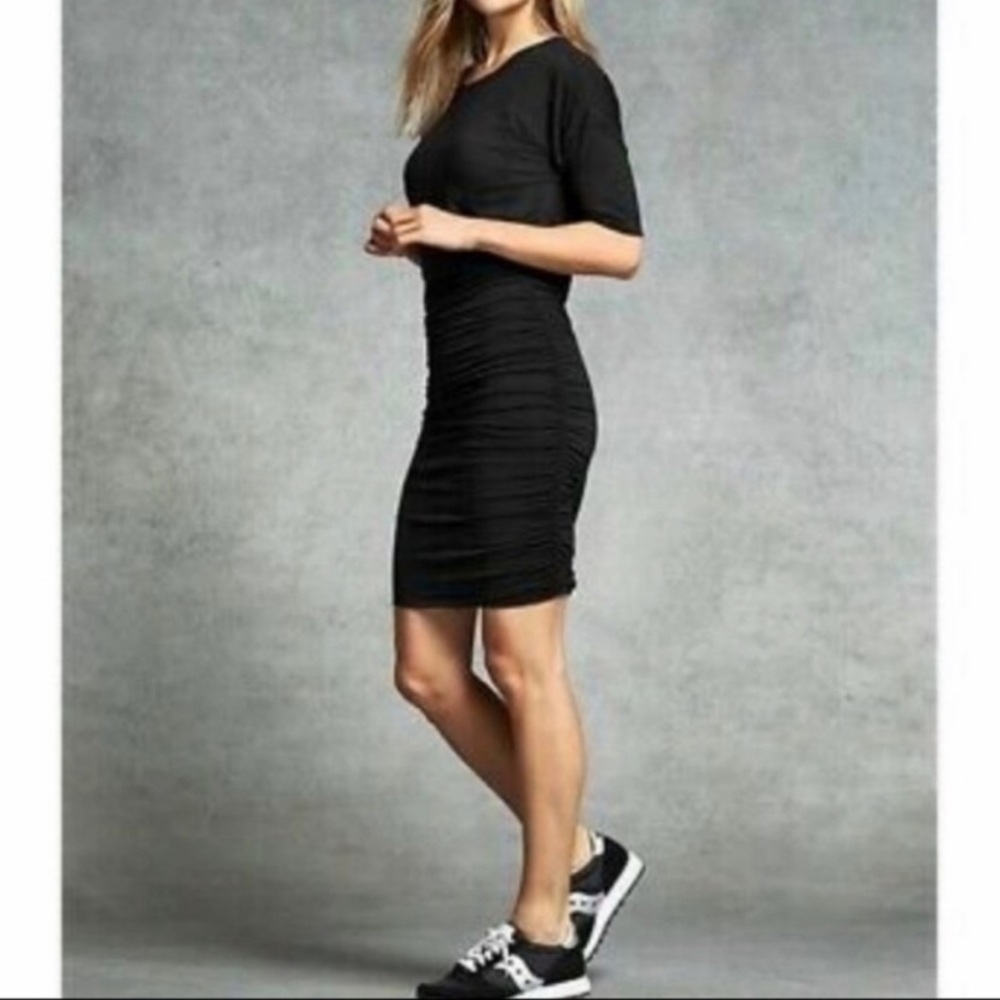 Athleta Black Ruched Side Dress size M